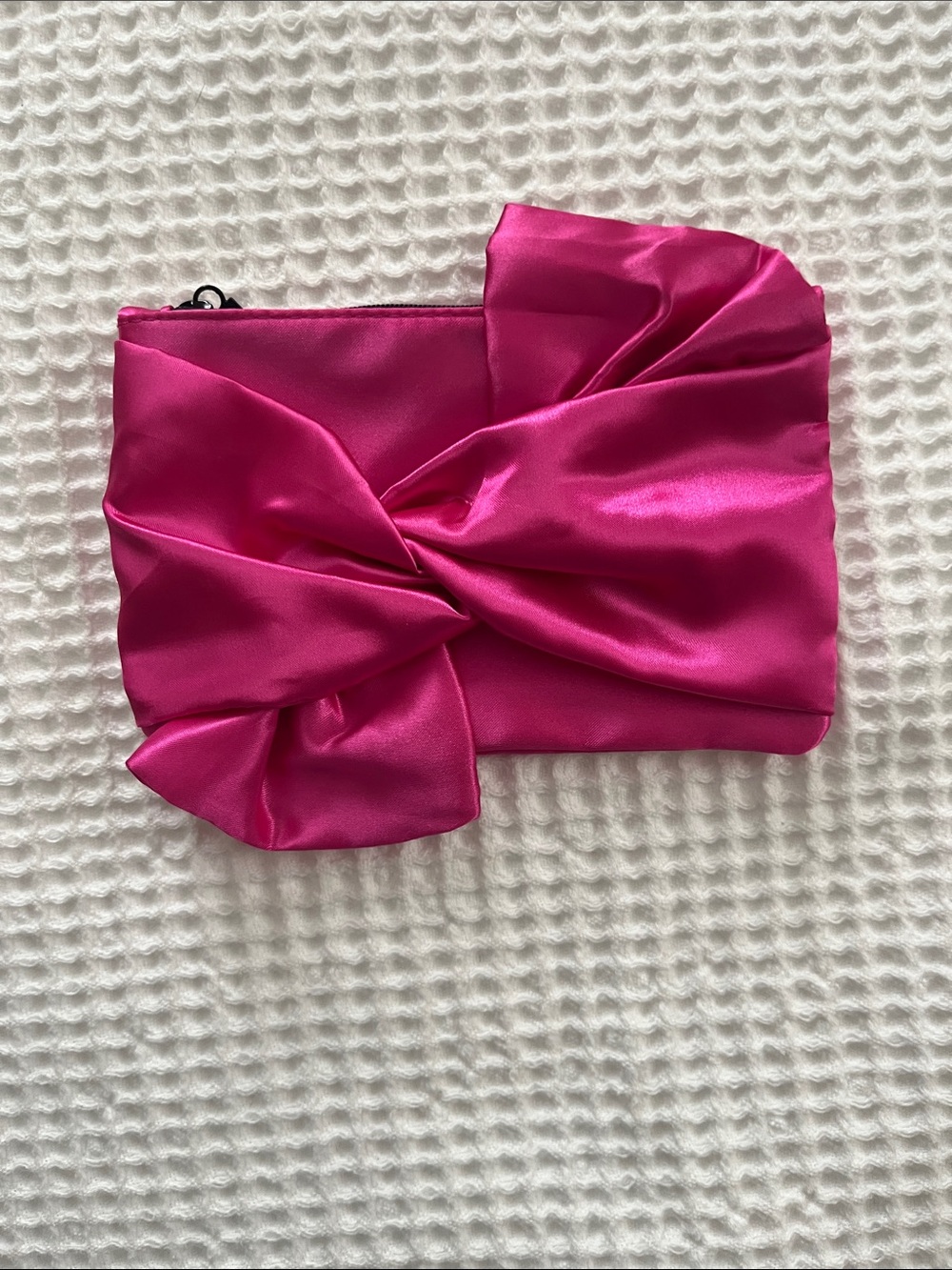 Fuchsia Satin Bow Clutch Bag
